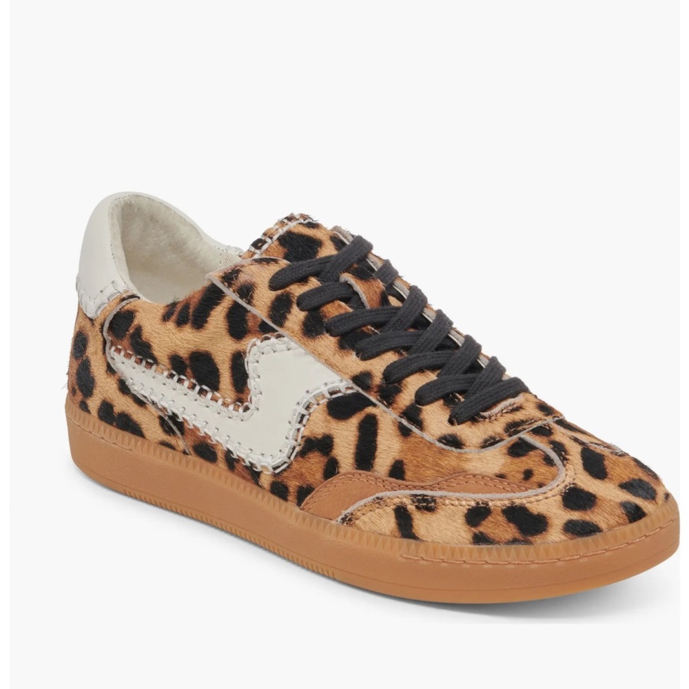 Dolce Vita Leopard Print Pony Hair Sneakers with Cream Accents